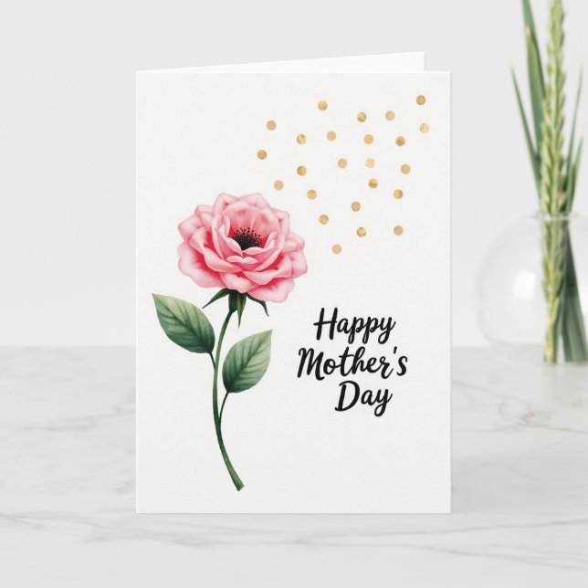 Rose Mothers Day Watercolor Card (Front)