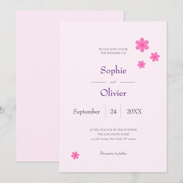 Rose motif invitation (Front/Back)