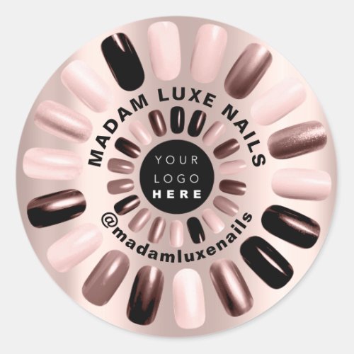 Rose Nails Stylist Boutique Add Your Custom Logo Classic Round Sticker