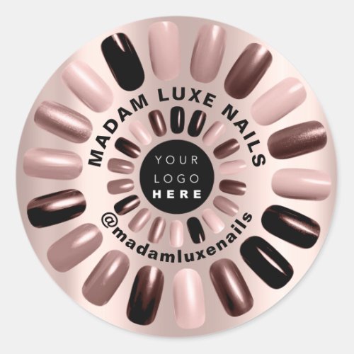 Rose Nails Stylist Boutique Add Your Custom Logos Classic Round Sticker