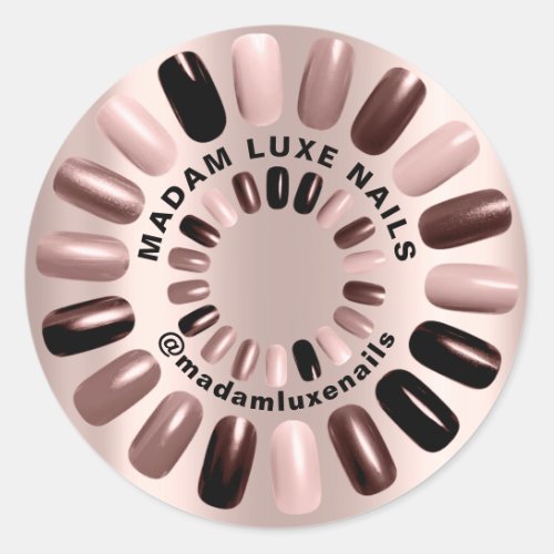 Rose Nails Stylist Boutique Blush Minimalism Classic Round Sticker