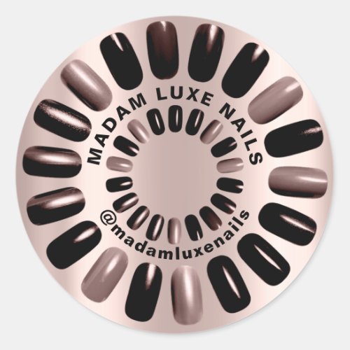 Rose Nails Stylist Boutique Blush Modern Classic Round Sticker