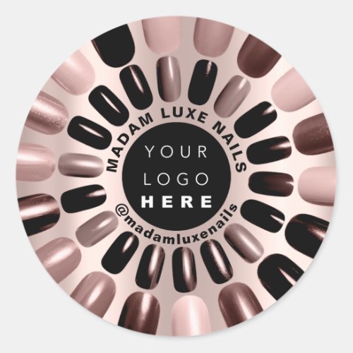 Rose Nails Stylist Studio Custom Logo MMODERNN Classic Round Sticker