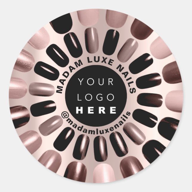 Rose Nails Stylist Studio Custom Logo MMODERNN Classic Round Sticker (Front)