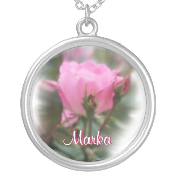 Rose Name Necklace- Personalize As Desired Silver Plated Necklace by MakaraPhotos at Zazzle