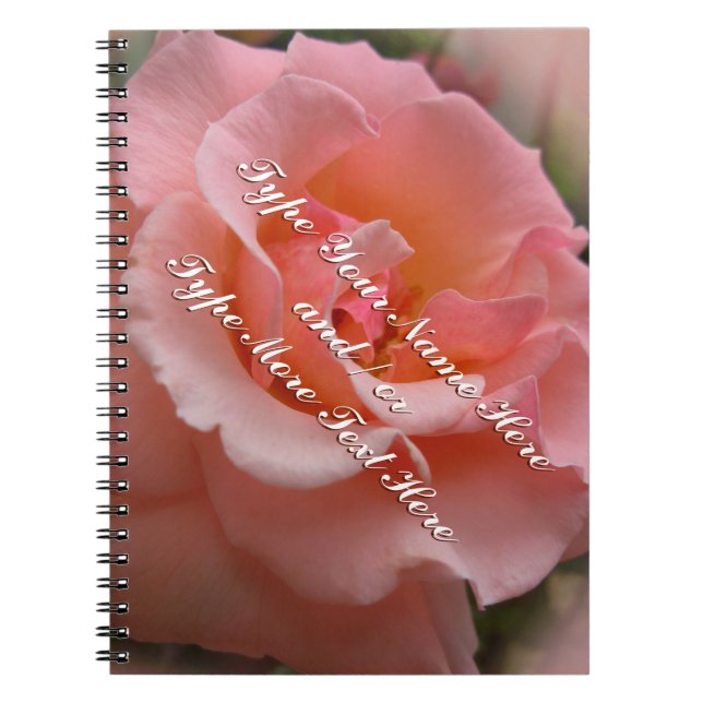 Rose Notebook Personalize Romantic Peach Rose Book (Front)