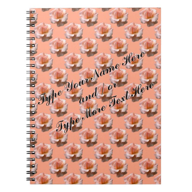 Rose Notebook Personalize Romantic Peach Rose Book (Front)