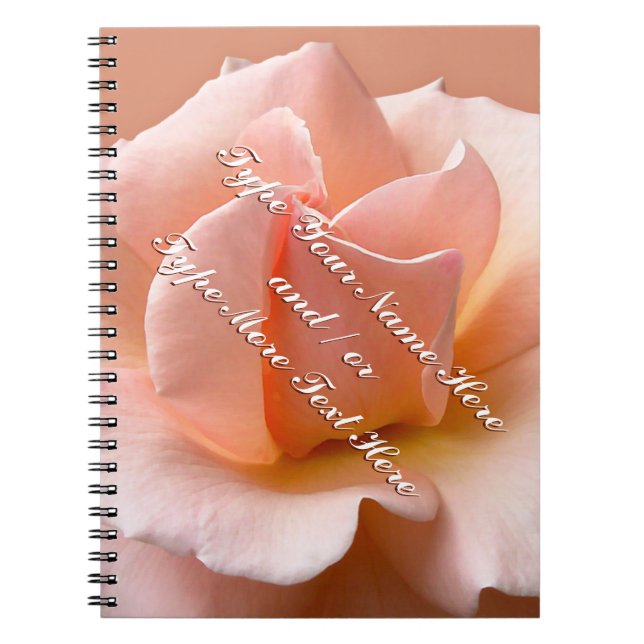 Rose Notebook Personalize Romantic Peach Rose Book (Front)