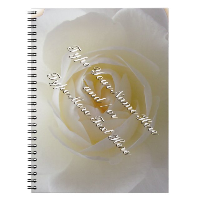 Rose Notebook Personalize Romantic White Rose Book (Front)