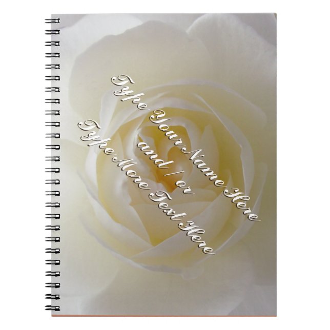 Rose Notebook Personalize Romantic White Rose Book (Front)
