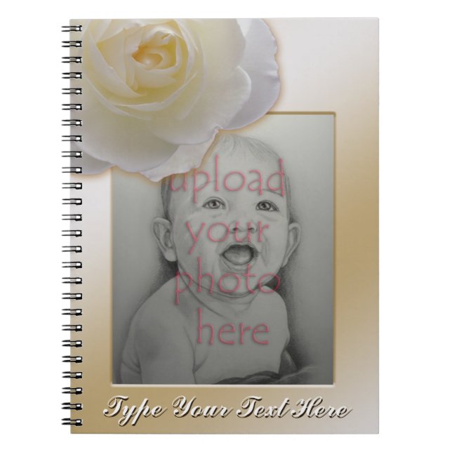 Rose Notebook Personalize Romantic White Rose Book (Front)