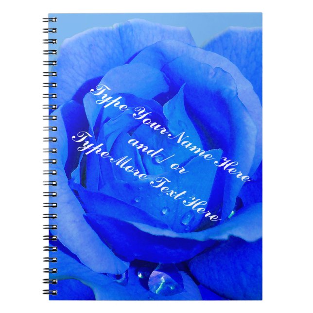 Rose Notebook Personalized Blue Rose Jounal Book (Front)