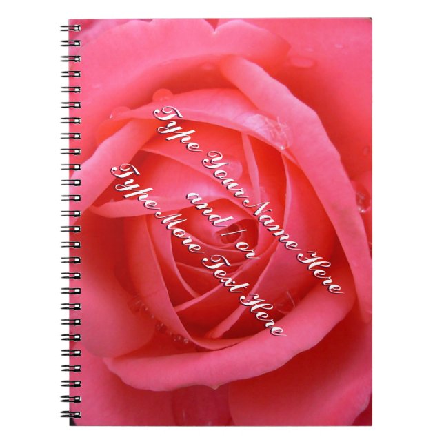 Rose Notebook Personalized Romantic Pink Rose Book (Front)