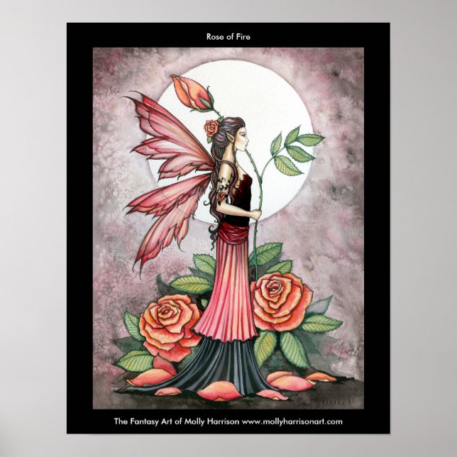 Rose of Fire Fairy Poster by Molly Harrison (Front)