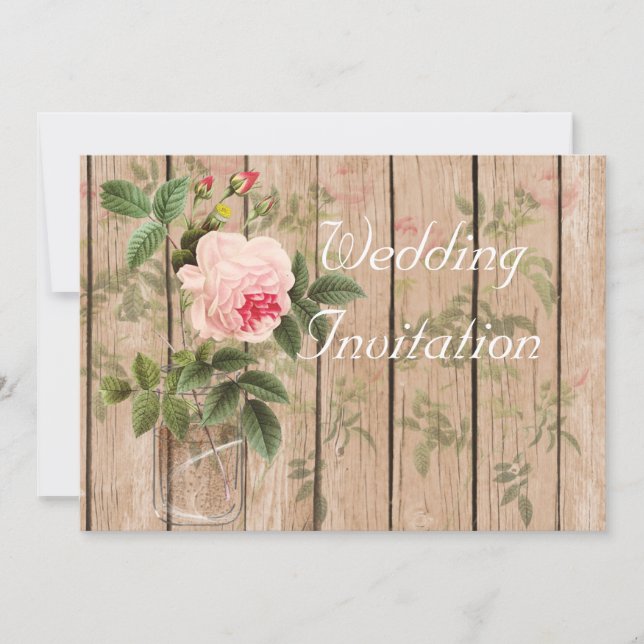 Rose of Orleans Ecru Wedding Invitation Card (Front)