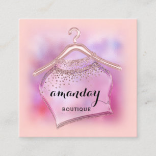 Rose Ombre Fashion Shop Boutique Cloth Hanger Square Business Card