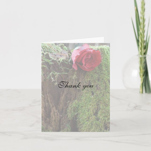 Rose on a stump letterpress thank you card (Front)