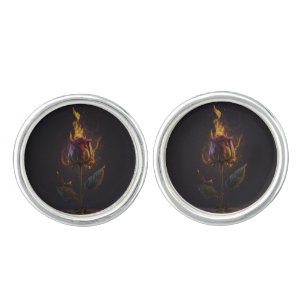 rose on fire cufflinks