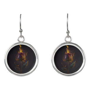 rose on fire earrings