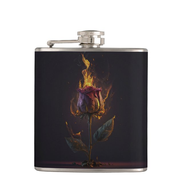 rose on fire flask (Front)