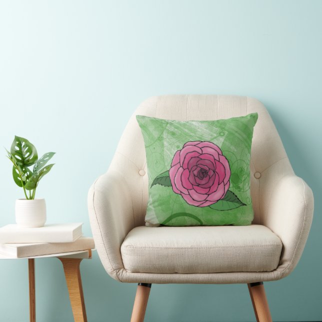 Rose On Green Pillow (Chair)
