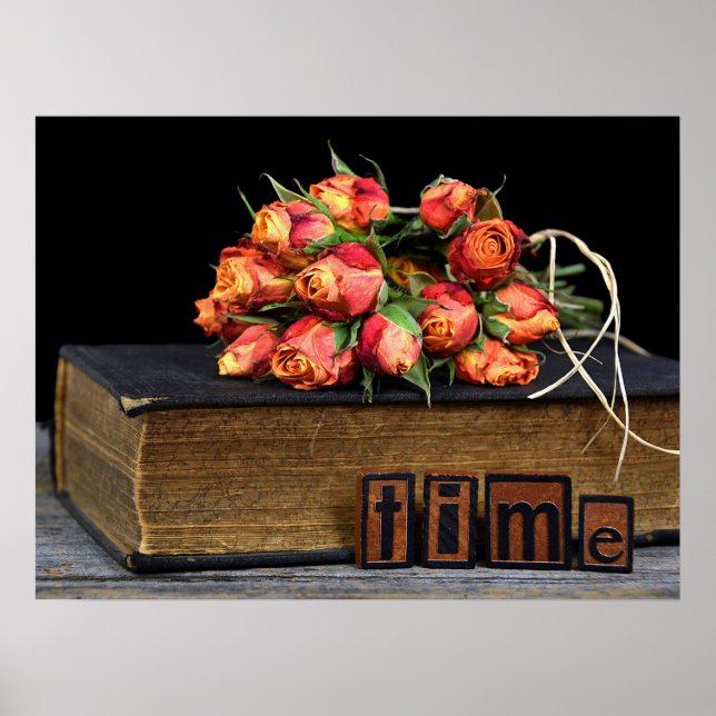 rose on old book poster (Front)