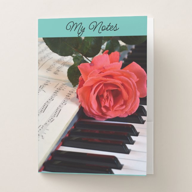 Rose On Piano Pocket Folder (Front)