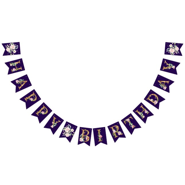 Rose On Purple Happy Birthday Banner (All)