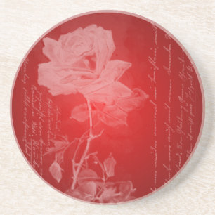 Rose on Red Valentine Coaster