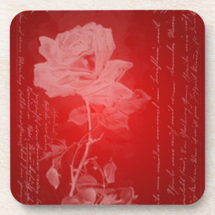 Rose on Red Valentine Coaster