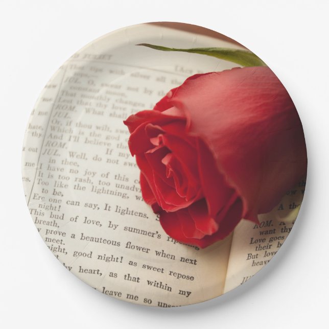 Rose on Shakespeare Paper Plates (Front)
