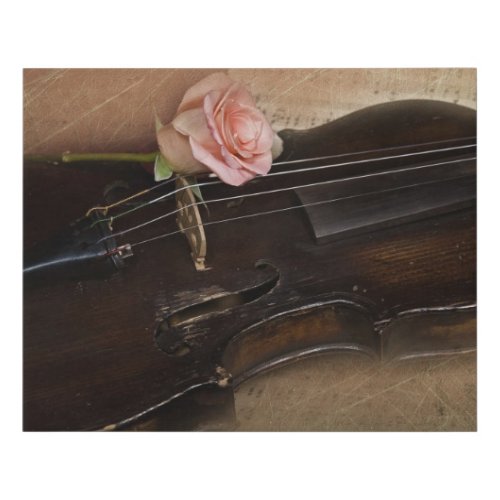 Rose on Vintage Violin  Faux Canvas Print