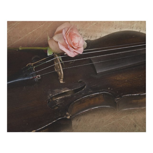 Rose on Vintage Violin  Faux Canvas Print (Front)