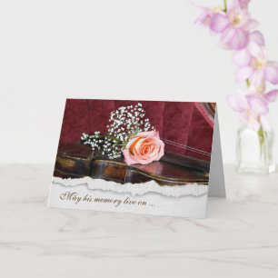 Rose On Violin Sympathy Card