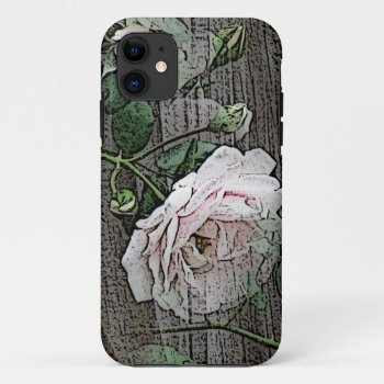 Rose On Weathered Wood Iphone 11 Case by scribbleprints at Zazzle