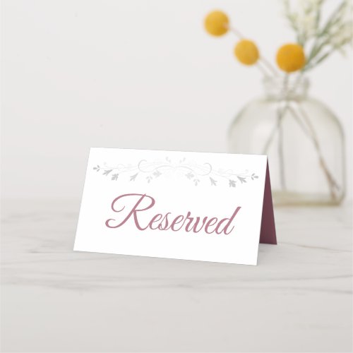 Rose on White Elegant Wedding Reserved Place Card
