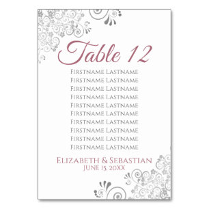 Rose on White Wedding Table Number Seating Chart