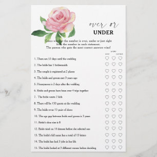 Rose - Over or under bridal shower game