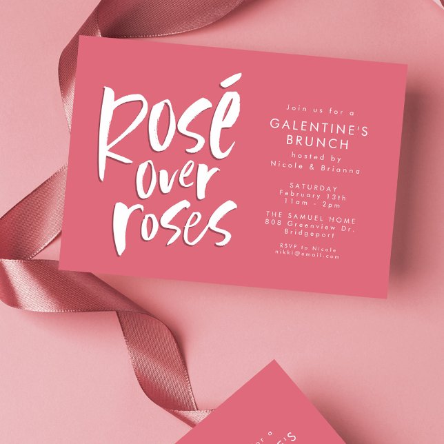 Rosé over roses fun Galentine's Day friend party Invitation (Creator Uploaded)