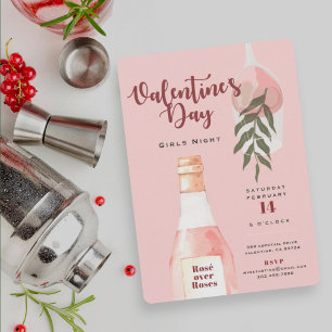 Rosé over Roses Valentine's Day Party Invitation