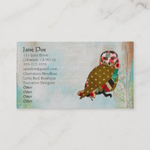 Rose Owl Boho Business Cards