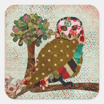 Rose Owl Floral  Sticker by Greyszoo at Zazzle