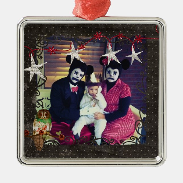 Rose Owl Starry Night Photo Ornament (Front)