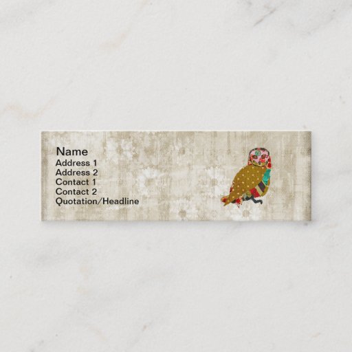Customizable Rose Owl Whitewash Floral Vintage Business Cards