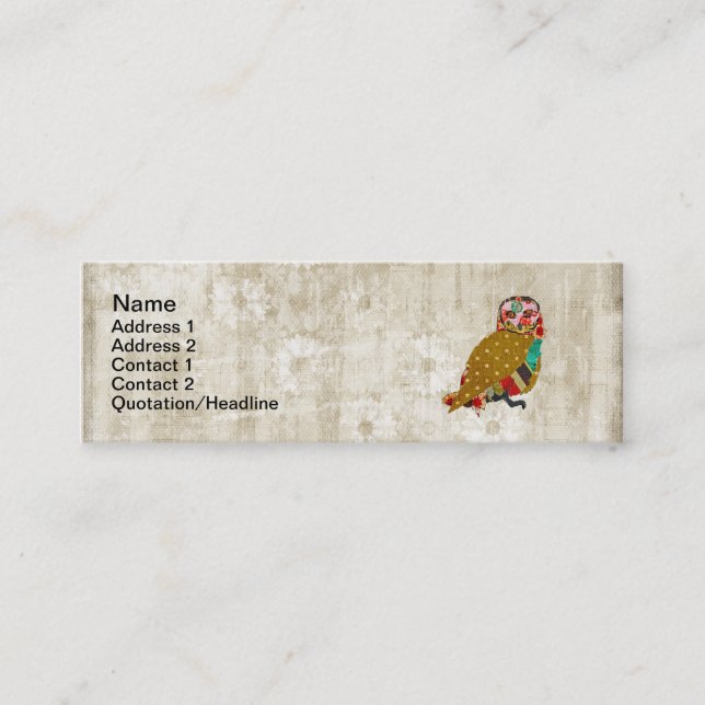 Rose Owl Whitewash Floral Vintage Business Cards (Front)