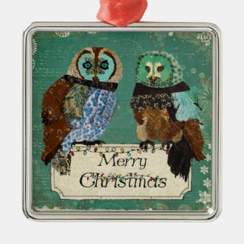 Rose Owls Merry Christmas Ornament by NicoleKing at Zazzle
