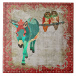 Rose Owls &amp; Ruby Azure Donkey Tile at Zazzle