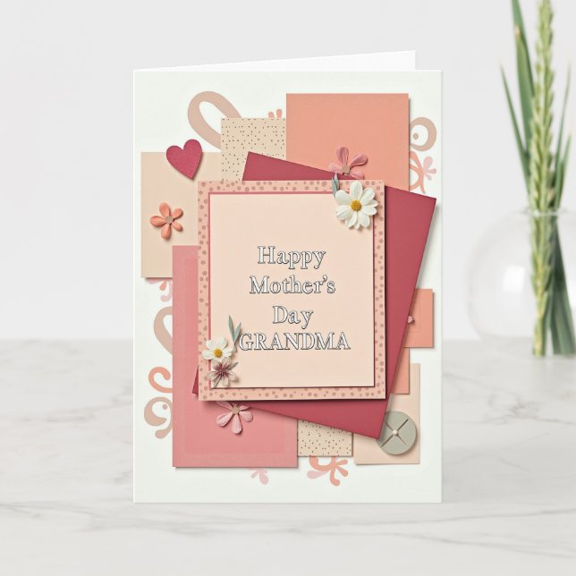 Rose Paper Mothers Day Grandma Card (Front)