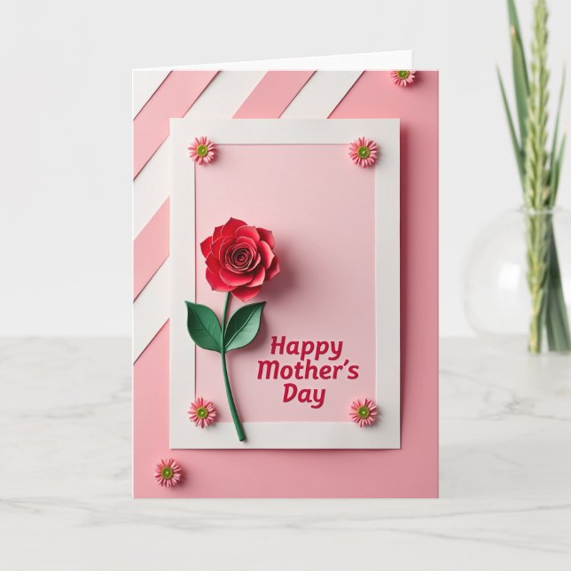 Rose Papercraft Mothers Day Card (Front)