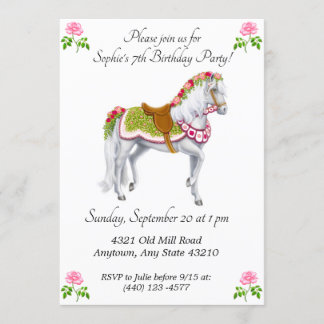 Rose Parade Horse Birthday Invitations